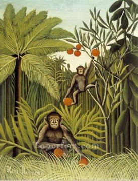  primitivism art painting - the monkeys in the jungle 1909 Henri Rousseau Post Impressionism Naive Primitivism